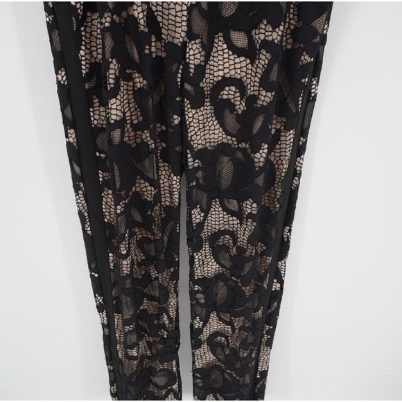 Cache Black Nude All Over Lace Evening Jumpsuit Sleeveless Size 2 Elegant Party - Picture 10 of 14